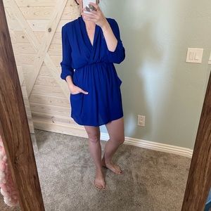 3/4 sleeved Royal Blue dress with pockets
